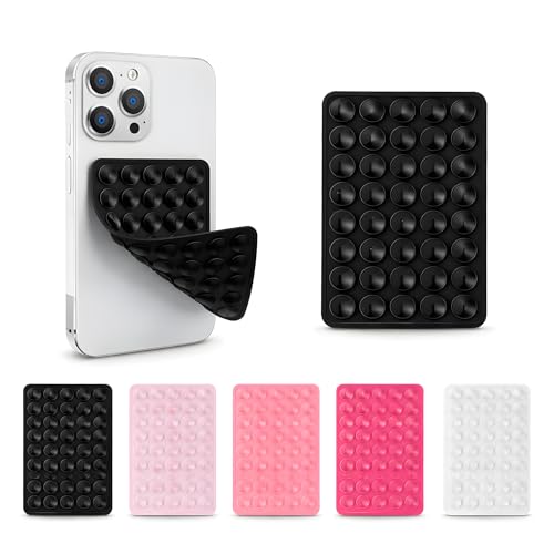 SHENGXIN 2 Pack Silicone Double-Sided Suction Grip – 40 Cups per Side, Strong Hold for iPhone, Galaxy, Pixel, Android – Hands-Free for Selfies & Videos (Black) - color: Black