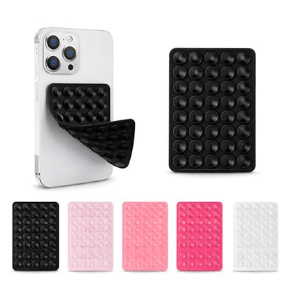 SHENGXIN 2 Pack Silicone Double-Sided Suction Grip – 40 Cups per Side, Strong Hold for iPhone, Galaxy, Pixel, Android – Hands-Free for Selfies & Videos (Black) - color: Black