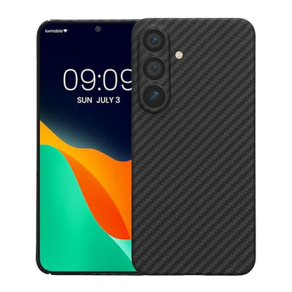 kalibri Aramid Fiber Case Compatible with Samsung Galaxy S25 - Case Super Slim Strong Protective Phone Cover - Black Matte - size: Galaxy S25