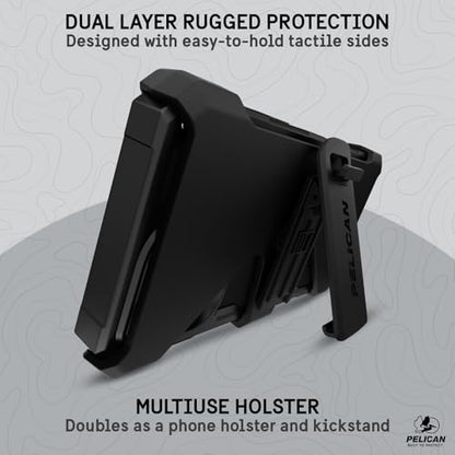 Pelican Shield Brushed Aluminum - iPhone 15 Pro Case 6.1" [Compatible with MagSafe] [21ft Military Grade Drop Protection] Magnetic Charging Phone Case Cover with Belt Clip Holster Kickstand - Black - color: Shield Brushed Aluminum, size: iPhone 15 Pro
