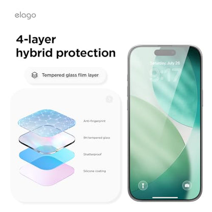 elago Tempered Glass Screen Protector for iPhone 17 Pro Max Clear | Case Friendly, 9H Surface Hardness, Anti-Fingerprint, Shatter-Proof, Scratch Protection, Bubble-Free - size: iPhone 17 Pro Max