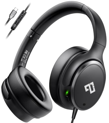 USB C Wired Headphones Active Noise Canceling Headphone Over Ear-Black - color: Black