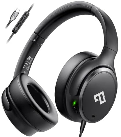 USB C Wired Headphones Active Noise Canceling Headphone Over Ear-Black - color: Black