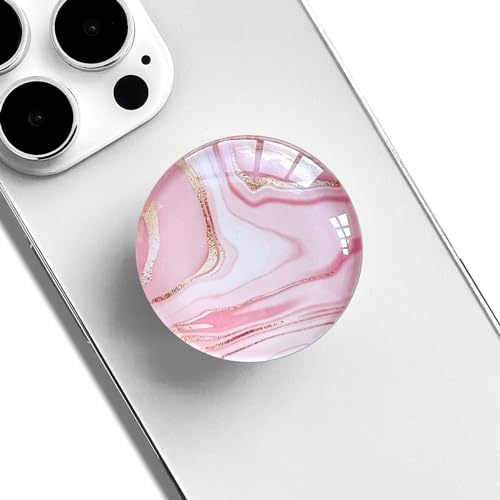 Clear Crystal Glitter Collapsible Phone Grip Stand, Universal Mobile Phone Holder for Smartphones and Tablets (Rose Gold Pink) - color: Rose Glod