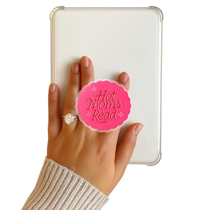 Hot Moms Read Kindle Grip,Collapsible Stand Holder for Phone eReaders, Accessories Charms for Kindle, Phone Grip,Book Lover Gifts - color: Hot Moms Read