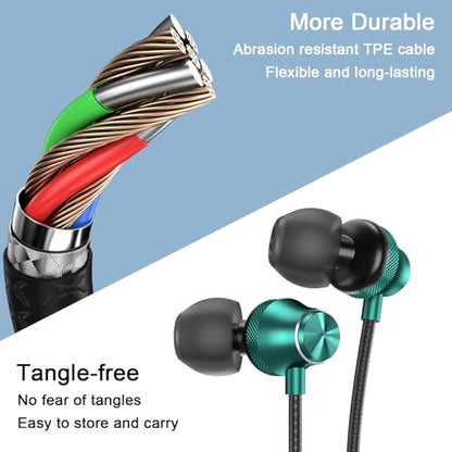 USB C Headphones Wired Earbuds for iPhone 18 Pro Max 17/Samsung S26 - color: Green