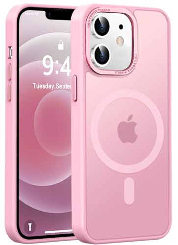 Newfuture Magnetic for iPhone 12/iPhone 12 Pro Case Shockproof, Chalk Pink | Military Drop Protection, Slim Matte Anti-Fingerprint, Compatible with Magsafe, Camera Guard, Translucent Protective Cover - color: Chalk Pink, size: iPhone 12/iPhone 12 Pro 6.1i