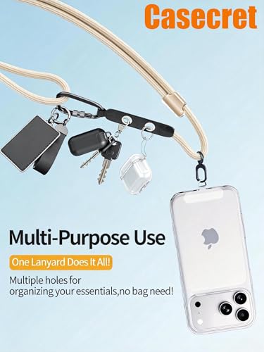Phone Lanyard Phone Strap Crossbody with Hanging Loops 2 Tabs Adjustable Anti Theft for iPhone 17 Pro Max 16 All Phones Skin-Friendly Universal Cell Phone Neck Lanyard for Daily Outdoor Beige - color: Beige