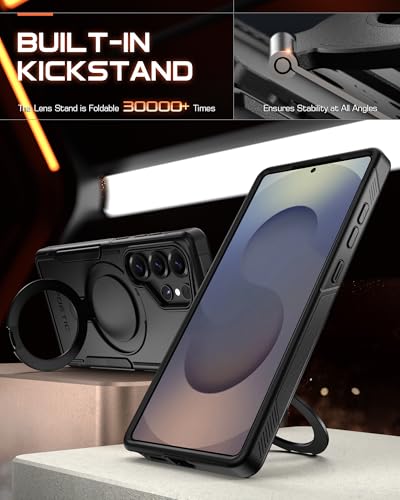 Poetic Neon MagPro Case for Samsung Galaxy S25 Ultra 5G, [Magnetic Ring Stand] Dual Layer Rugged Slim Shockproof Protective Cover, Black - color: Magpro Black