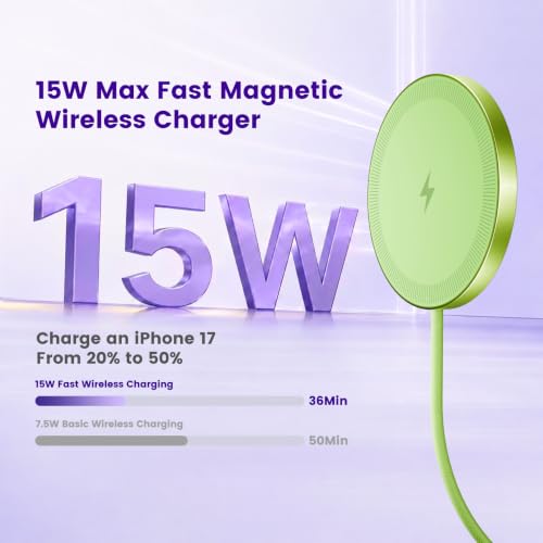 15W Magnetic Fast Charging Pad, Wireless Charger for Apple MagSafe - color: Light Green*3