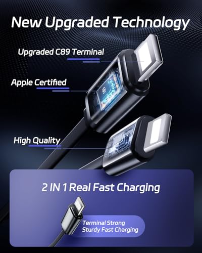Retractable Car Charger,Super Fast USB Car iPhone Charger,Gifts for Men Women Car Truck Accessories for iPhone 15/14/13/12 Pro Max XR,iPad,Samsung,Pixel - size: Dual Lightning Cords