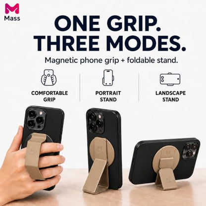 Mass Planet MagSafe Phone Grip, Slim Foldable Holder - Desert Titanium - color: Desert Titanium