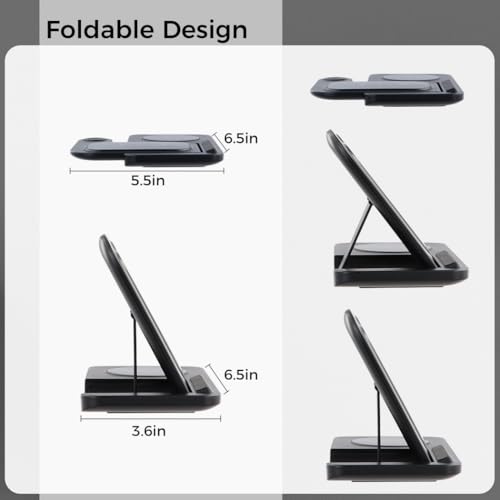 3-in-1 Wireless Charger for Phone, Watch, and Earbuds, 15W Fast Charging Station with Foldable Design for Multi-Device Convenience