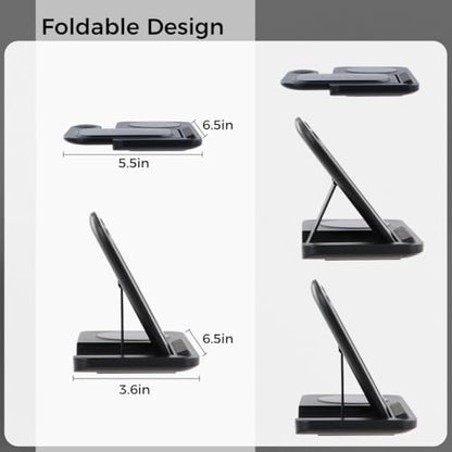 3-in-1 Wireless Charger for Phone, Watch, and Earbuds, 15W Fast Charging Station with Foldable Design for Multi-Device Convenience