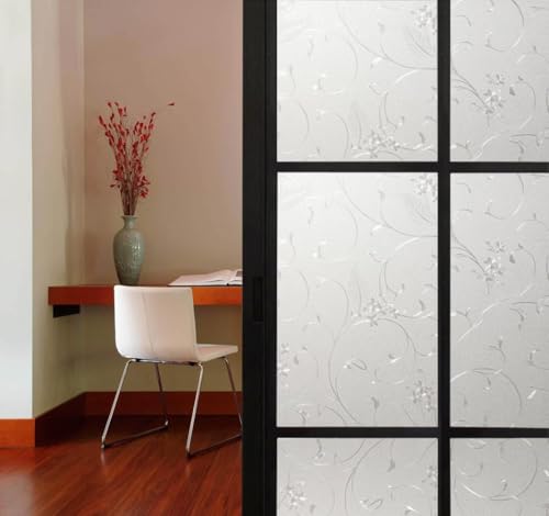 Frosted Window Privacy Film, Glass Door Privacy Film Non-Adhesive Window Clings for Home Office Space Decoration, Anti-UV, Heat Control and Prevent Bird Strikes (Wheat, 11.8x78.7 Inch) - size: 11.8x78.7 Inches