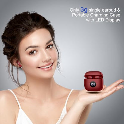 Jxrev Wireless Earbuds, Bluetooth Headphone 5.4, LED Power Display Ear Buds - color: peach Wine red