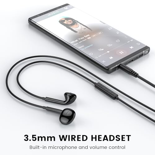 MOSWAG Wired Earbuds, 3.5mm Jack in-Ear Headphones with Microphone Volume Control Clear Calls Suitable for iPhone, iPad, Samsung, Computer, Laptop, School Students, Black - color: Black, size: 1 pack