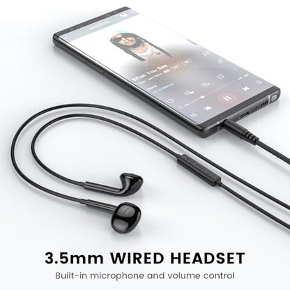 MOSWAG Wired Earbuds with Microphone, 3.5mm Jack in Ear Headphones with Microphone Suitable for Smartphones, Computers, Laptops, IPads, MP3 Players, Etc - color: Black, size: 3 pack