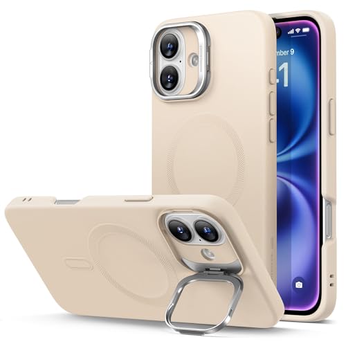 ESR for iPhone 16 Pro Case with Stand for MagSafe, Silicone, Light Tan | Silicone Phone Case, Compatible with MagSafe, Military-Grade Drop Protection, Slim - color: Light Tan