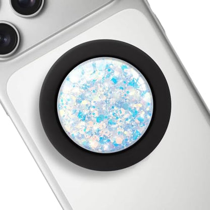 Clear Crystal Magnetic Phone Grip Compatible with Magsafe，Collapsible Mobile Phones Stand Holder for Smartphone Tablet Cell Phone Accessory - Mix Purple Blue Glitter - color: Mix Purple Blue Glitter
