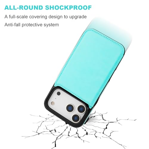 ONETOP for iPhone 17 Pro Max Wallet Case with Credit Card Holder,LightBlue | Kickstand,ID/Cash Holder,Case Wallet with Card Slots,Double Magnetic Clasp,Durable PU Leather Shockproof Cover for Women Men - color: Light Blue