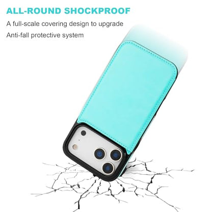 ONETOP for iPhone 17 Pro Max Wallet Case with Credit Card Holder,LightBlue | Kickstand,ID/Cash Holder,Case Wallet with Card Slots,Double Magnetic Clasp,Durable PU Leather Shockproof Cover for Women Men - color: Light Blue