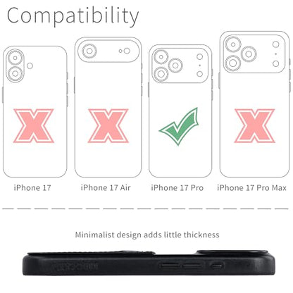 Dockem Genuine Leather Card Case for iPhone 17 Pro with Camera Control Button and Stitched-on Wallet with 2 Holder Slots (Black, M2GL) - color: Black, size: 17 Pro