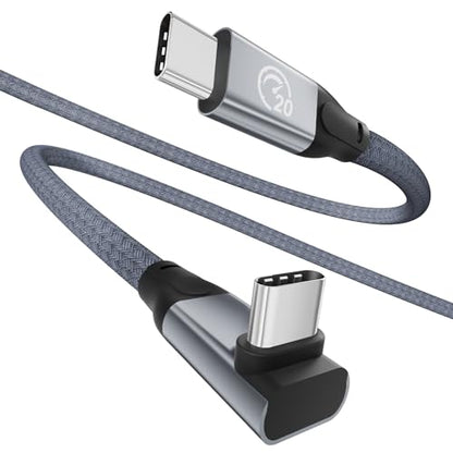 90 Degree USB C Cable 1.6ft, 90° Short USBC to USBC 3.2 20Gbps Data Cable - color: Gray, size: 1.6ft