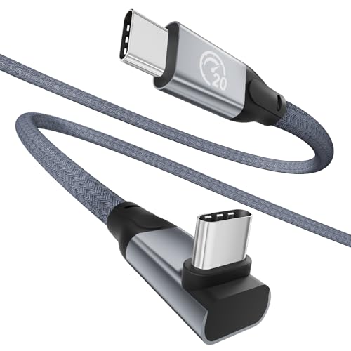UseBean 90 Degree USB C Cable 6.6ft, 90° USBC to USBC 3.2 20Gbps Data Cable - color: Gray, size: 6.6ft