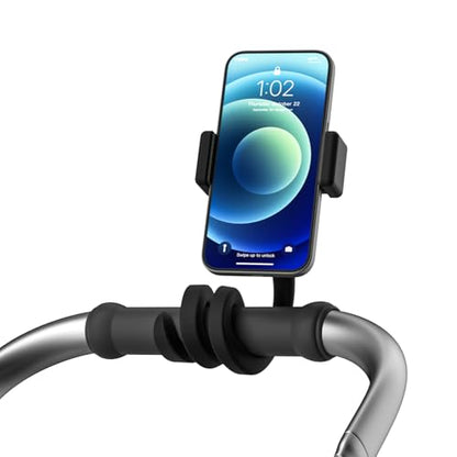 Portable Stroller Phone Holder Mount for Baby and Parent to One Hand Operation - Flexible Phone Holder for Stroller Handlebar with Angle Adjustable Fits Most 3.5" - 7.5" Cellphones
