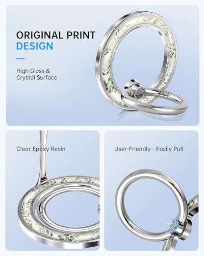Magnetic Phone Ring, Compatible with MagSafe Phone Grip, Green Grass - color: Green Grass