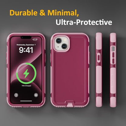 Follaroma Magnetic for iPhone 14 Plus Case, Heavy Duty Cases, Purple Pink | Compatible with MagSafe, Heavy Duty Shockproof,Military-Grade Anti-Drop Protective,Dual Layer Magnetic Protection Phone Cover - color: Purple Pink, size: iPhone 14 Plus 6.7''