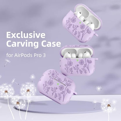 Lerobo for AirPods Pro 3 Case with Cleaner Kit & Keychain, Lavender - color: A-Lavender, size: AirPods Pro 3