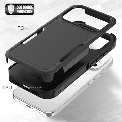 Heavy‑Duty Rugged Anti‑Drop Shockproof Protective Phone Case for iPhone 17 Pro, Durable Protective Shell, Black - color: Black, size: iPhone 17 Pro