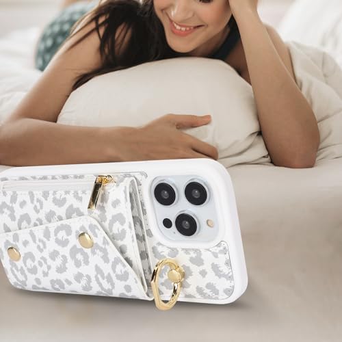 Lipvina Crossbody Wallet Case for iPhone 13 Pro Max,White Leopard - color: 03-White Leopard, size: iPhone 13 Pro Max 6.7"