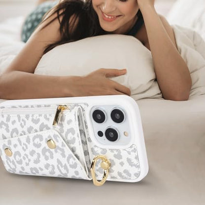 Lipvina Crossbody Wallet Case for iPhone 13 Pro Max,White Leopard - color: 03-White Leopard, size: iPhone 13 Pro Max 6.7"