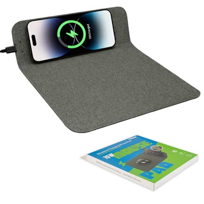 Fast Wireless Charging Mouse Pad 15W, Office Desk Pad with Ultra-Smooth Surface Non-Slip Rubber Base, Waterproof Mousepad for Computers/Office/Work/Home/Pad for iPhone Samsung (Light-Gray) - color: Gray
