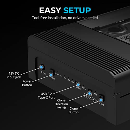SABRENT Lay Flat NVMe & SATA HDD/SSD Dock, USB-C 10Gbps (DS-UFNC) - size: USB-C Docking Station - Tool-Free