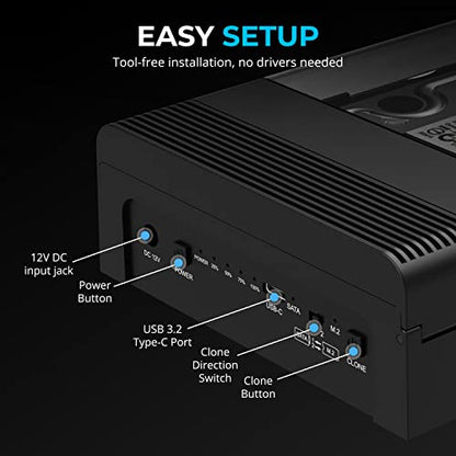 SABRENT Lay Flat NVMe & SATA HDD/SSD Dock, USB-C 10Gbps (DS-UFNC) - size: USB-C Docking Station - Tool-Free