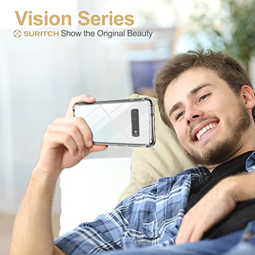 SURITCH Clear Case for Samsung Galaxy S10 Plus (Only) 6.4-inch, [Built-in Screen Protector] Full Body Protection Shockproof Bumper Rugged Phone Cover for S10 Plus -(Black) - color: Black Frame