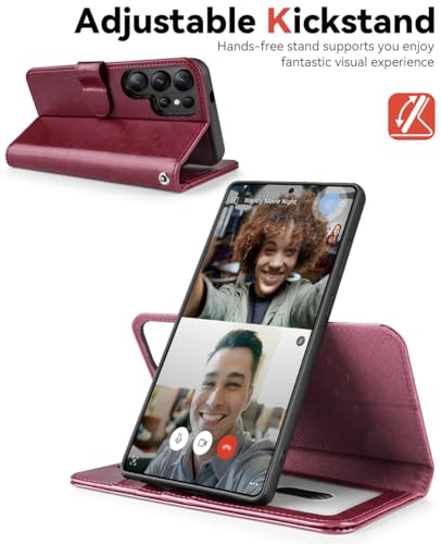OCASE for Samsung Galaxy S26 Ultra Detachable Wallet Case with Card Holder, [2 in 1] PU Leather Flip Folio Case with RFID Blocking Stand Wrist Strap Shockproof Phone Cover 2026, Burgundy - color: Burgundy, size: Samsung Galaxy S26 Ultra