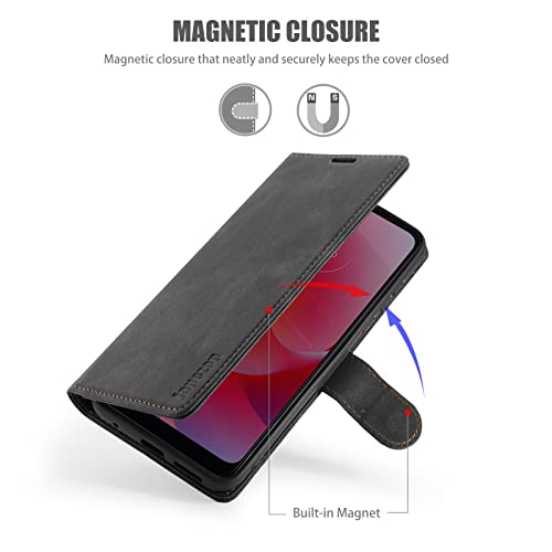 Moto G Power 2022 Wallet Case with [RFID Blocking],Black | Card Holder, Kickstand, Magnetic, Soft Leather Flip Case Wallet for Moto G Power 2022 6.5 Inch - color: Black, size: Moto G Power 2022 6.5 inch