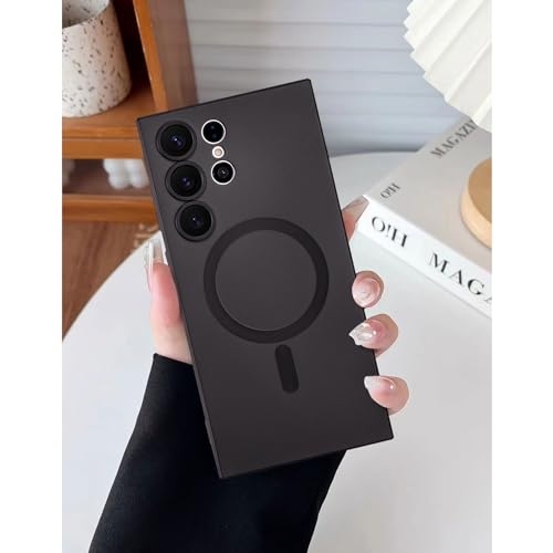 Magnetic for Samsung Galaxy S24 Ultra Case,Soft Silicone Samsung S24 Ultra Phone Case with Camera Protection,Slim Fit Anti-Scratch Samsung S24 Ultra Case Cover Compatible with MagSafe,Black - color: Black, size: S24 Ultra