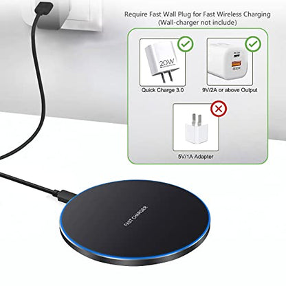 25W Fast Wireless Charger Pad,USB-C Wireless Phone Charging Station - color: Black