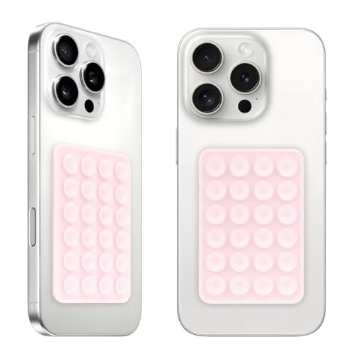 QxbBox 2Pack Silicone Suction Phone Case Mount, Suction Cup with Strong Suction Power, Hands-Free Phone Accessories Holder, Silicon Adhesive Phone Stand Sticky for Cell Phone Light Pink - color: Light Pink