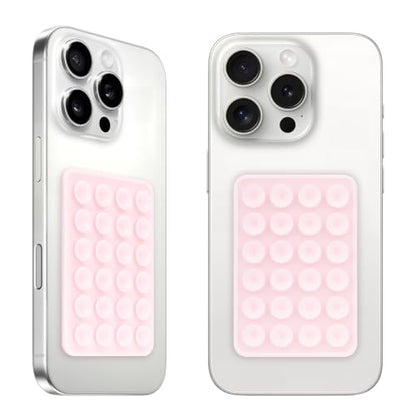 QxbBox 2Pack Silicone Suction Phone Case Mount, Suction Cup with Strong Suction Power, Hands-Free Phone Accessories Holder, Silicon Adhesive Phone Stand Sticky for Cell Phone Light Pink - color: Light Pink
