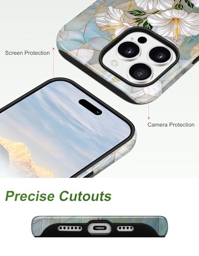 Jusy Magnetic Stained Glass Floral Case for iPhone 16e/17e, Hibiscus | Compatible with MagSafe, Cute Aesthetic Flower Design, TPU and PC Protective Phone Cover - color: Hibiscus