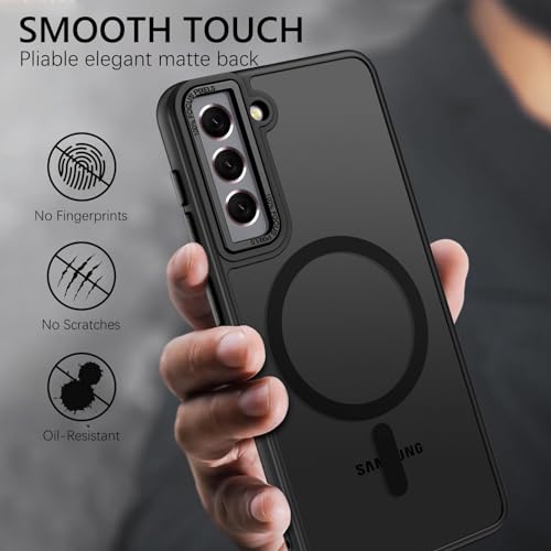 GUAGUA for Samsung Galaxy S21 5G Magnetic Slim Translucent Matte Skin Feeling Shockproof Protective Case for Galaxy S21 6.2 Inch, Black - color: Black