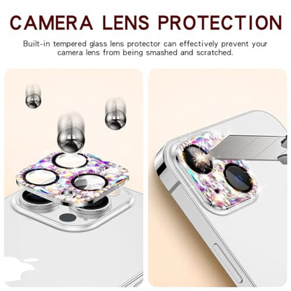Bling Diamond Camera Lens Protector Compatible with iPhone 15 ＆ iPhone 15 Plus, Metal Glitter Gem Camera Cover，9H Tempered Glass lens full Screen Protector with 3D Rhinestone Sparkle - size: iPhone 15 ＆ iPhone 15 Plus
