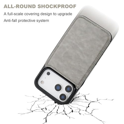 ONETOP for iPhone 17 Pro Max Wallet Case with Credit Card Holder,Gray | Kickstand,ID/Cash Holder,Case Wallet with Card Slots,Double Magnetic Clasp,Durable PU Leather Shockproof Cover for Women Men - color: Gray